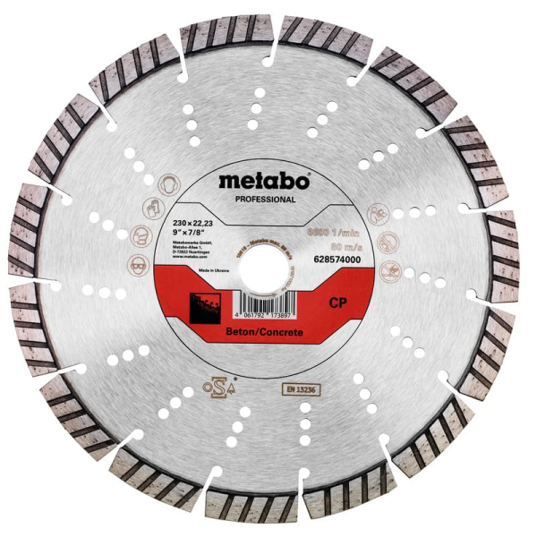 Алмазный отрезной диск по бетону Metabo CP 230x22,23 мм