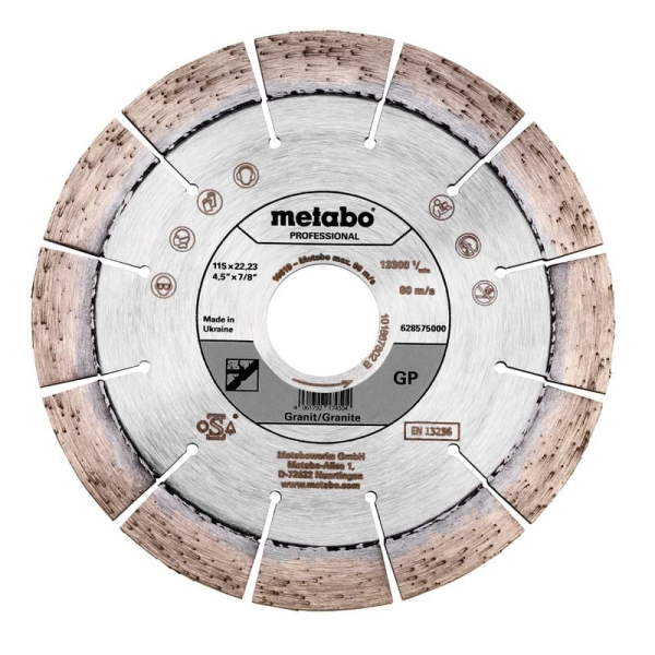 Алмазный отрезной диск по граниту Metabo GP 115x22,23 мм