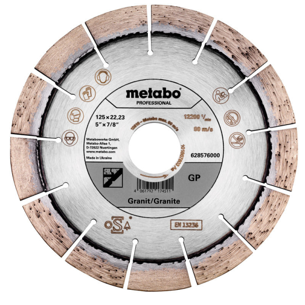 Алмазный отрезной диск по граниту Metabo GP 125x22,23 мм