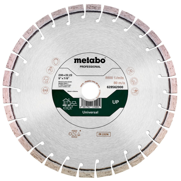 Алмазный отрезной круг универсальный Metabo Professional UP, 230x22,23 мм