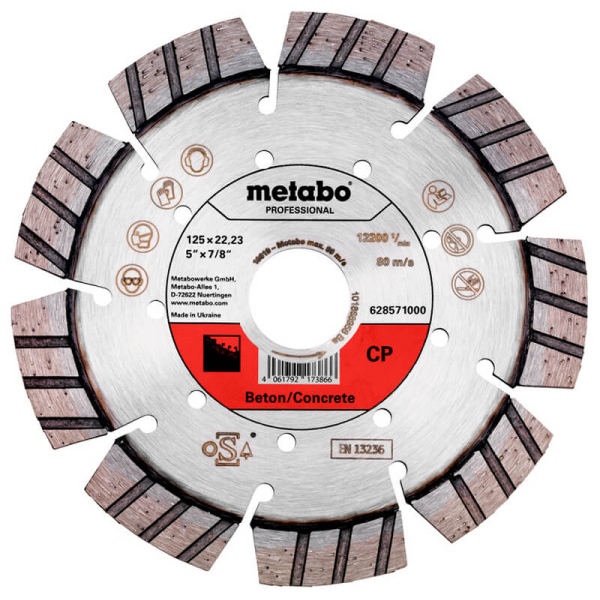 Алмазний відрізний круг по бетону Metabo Professional CP, 125x22,23мм