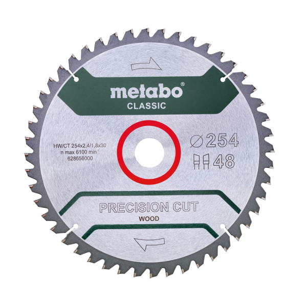 Пильный диск Metabo Precision Cut Wood Classic 254х30, Z48 WZ 5°/B