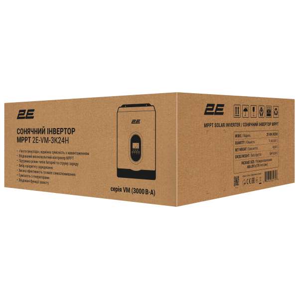 Автономный солнечный инвертор 2E VM-3K24H 3000VA/2700W, 24V, Hi-Voltage MPPT