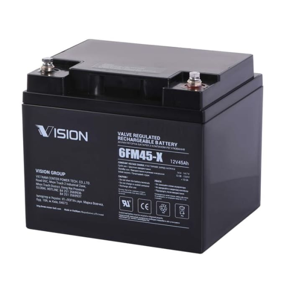 Акумуляторна батарея Vision FM, 12 V, 45 Ah, AGM