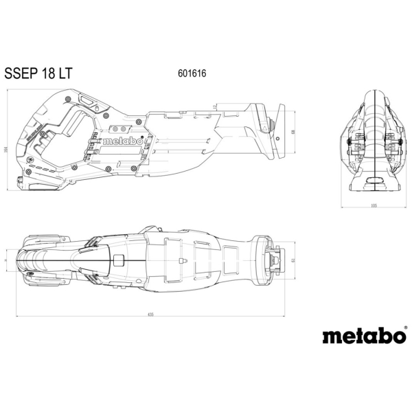 Акумуляторна шабельна пила Metabo SSEP 18 LT, каркас