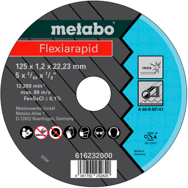 Отрезной круг по нержавейке Metabo Flexiarapid 125x1,2x22,23 мм Inox, TF 41