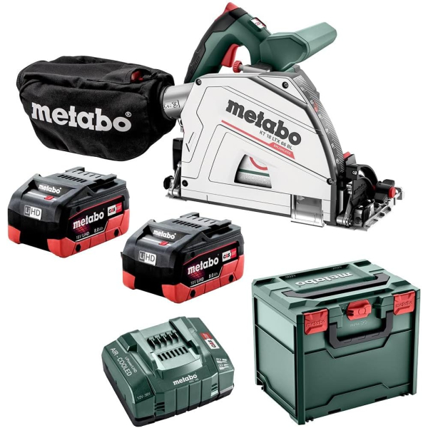 Акумуляторна занурювальна дискова пила Metabo KT 18 LTX 66 BL, 2xLiHD 8.0Ah, з/п ASC 145, кейс