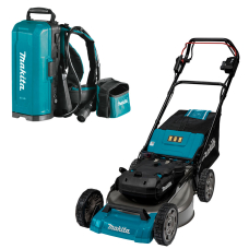 Аккумуляторная газонокосилка Makita LM001CZ с рюкзаком для аккумуляторов PDC01, каркас