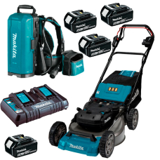 Аккумуляторная газонокосилка Makita LM001C с рюкзаком для аккумуляторов PDC01, 4x5.0 Ah, з/у DC18RD