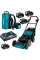 Аккумуляторная газонокосилка Makita LM001C с рюкзаком для аккумуляторов PDC01, 4x5.0 Ah, з/у DC18RD