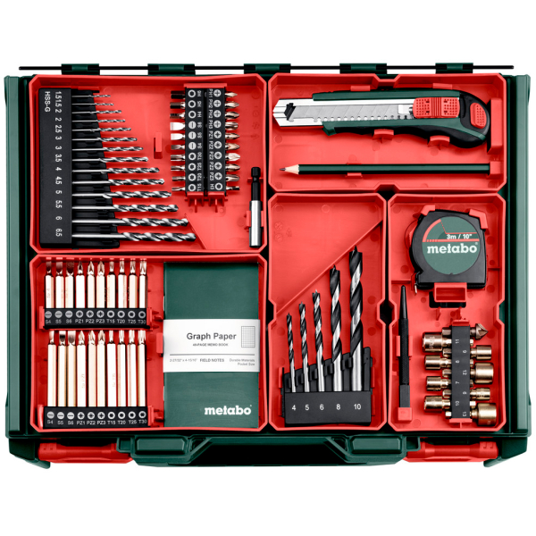 Акумуляторний шуруповерт Metabo BS 18 Set, 2x2.0 Аh, з/п SC 36, комплект приладдя