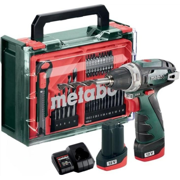 Аккумуляторный ударный шуруповерт Metabo PowerMaxx SB Basic, 2х2.0 Ah, з/у LC 24, кейс Mobile Workshop Mini
