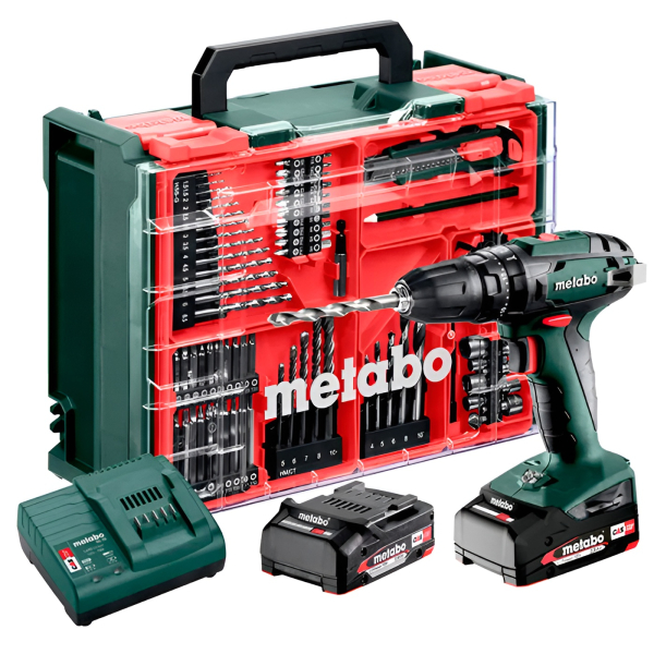 Акумуляторний ударний шуруповерт Metabo SB 18 Set, 2x18 V 2.0 Ah, з/п SC 30, кейс + комплект 78 шт