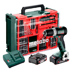 Аккумуляторный шуруповерт Metabo BS 18 L BL, 2x2.0 Ah, з/у SC 30, комплект 74 шт