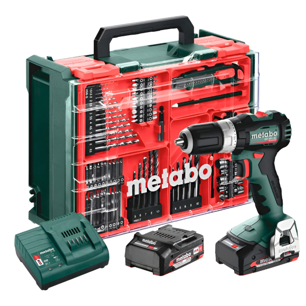 Акумуляторний ударний шуруповерт Metabo SB 18 L BL, 2x2.0 Ah, з/п SC 30, кейс + приладдя 78 шт