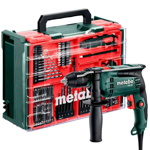 Ударная дрель Metabo SBE 650, комплект 78 шт