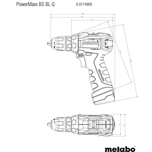 Аккумуляторный шуруповерт Metabo PowerMaxx BS BL Q, 12V 2x2.0 Ah, LC 24, кейс