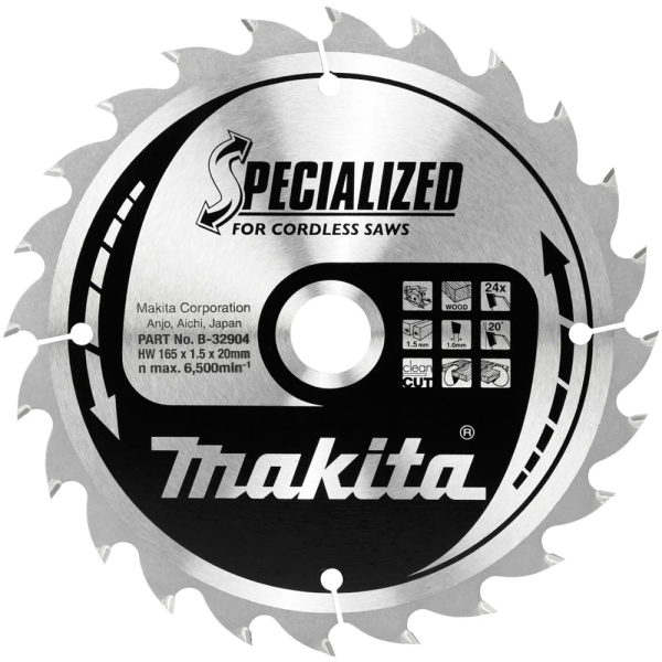Диск Makita SPECIALIZED по дереву 165x20 мм, 24T