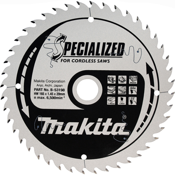 Пильный диск Makita Specialized по МДФ для погружных пил 165x20 мм 44T