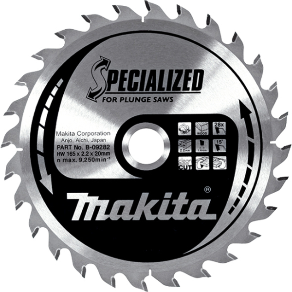 Пильный диск Makita Specialized по древесине для погружных пил 165x20 мм 28T