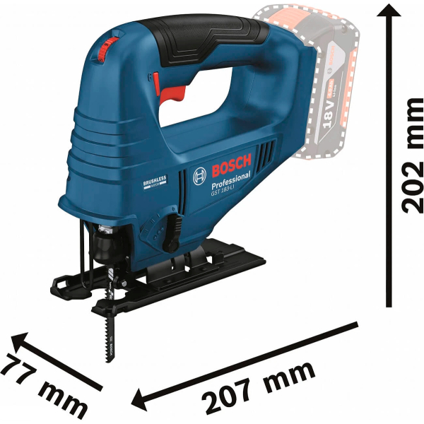 Аккумуляторный лобзик Bosch Professional GST 183-LI, 1x4.0Ah, з/у GAL 18V-20, в кейсе