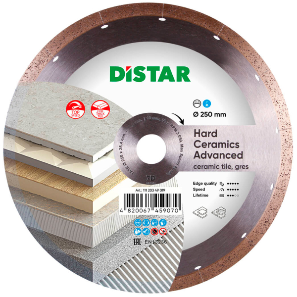 Круг алмазний Distar 1A1R 250x25,4 мм Hard ceramics Advanced
