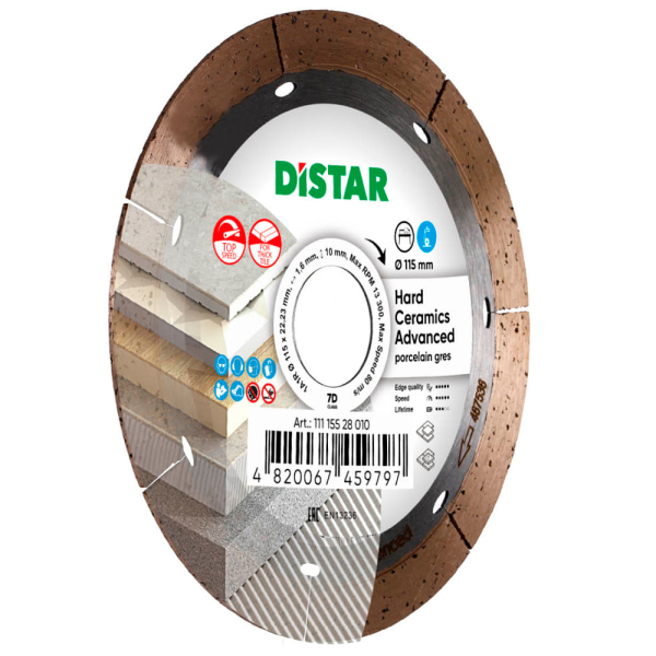 Круг алмазний Distar 1A1R 115x22.23 мм Hard ceramics Advanced