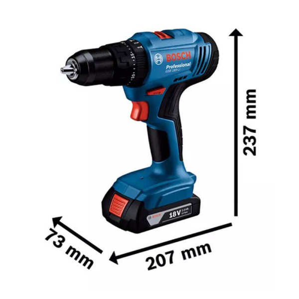 Аккумуляторный ударный шуруповерт Bosch GSB 183-LI Professional, 1x2.0Ah, GAL 18V-20, кейс