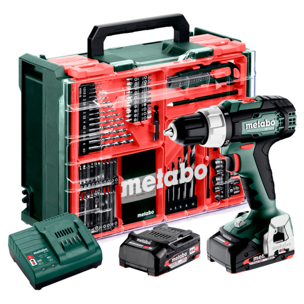 Акумуляторний шуруповерт Metabo BS 18 L Set, 2x2.0 Ah, з/п SC 30, кейс + приладдя