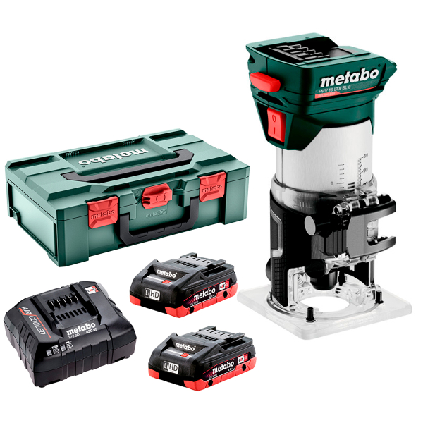 Акумуляторний фрезер для обробки крайок Metabo FMV 18 LTX BL 8, 2x4.0Ah, з/п ASC 55, в metaBOX 145 L