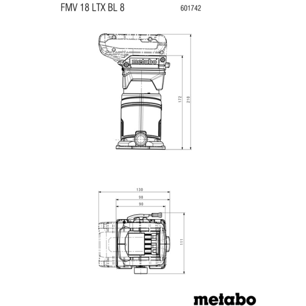 Акумуляторний фрезер для обробки крайок Metabo FMV 18 LTX BL 8, 2x4.0Ah, з/п ASC 55, в metaBOX 145 L