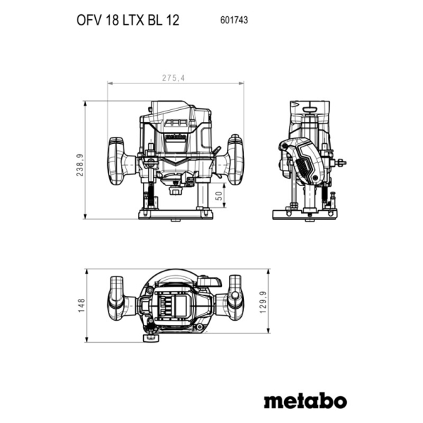 Аккумуляторный фрезер Metabo OFV 18 LTX BL 12, 2x5.5Ah, з/у ASC 145, в metaBOX 340
