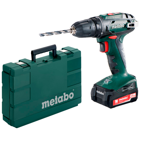Аккумуляторный шуруповерт Metabo BS 14,4, 2x1.5Ah, з/у SC 60 Plus, в кейсе