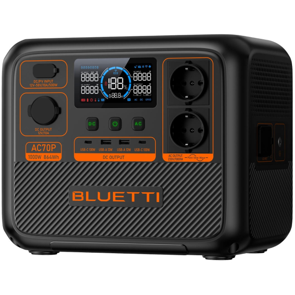 Зарядная станция Bluetti AC70P, 864 Вт/час, 1000 Вт