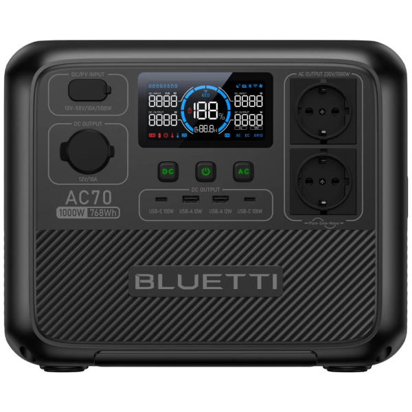 Зарядная станция Bluetti AC70, 768 Вт/час, 1000 Вт