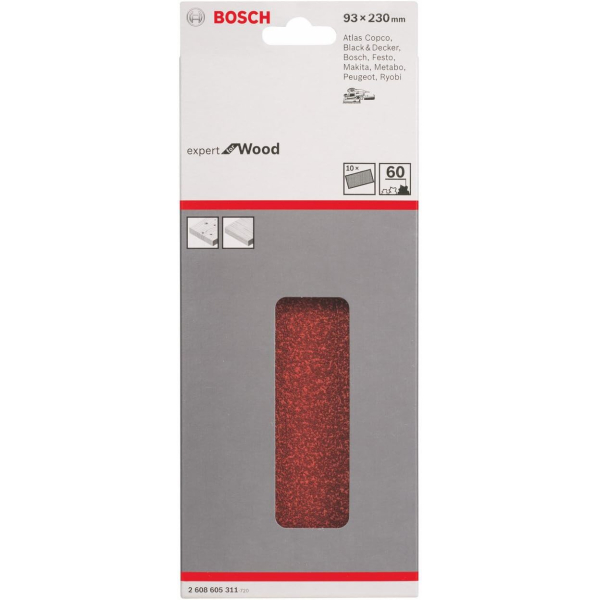 Шлифлист Bosch Expert for Wood and Paint C430, 93x230 мм, K60, 10 шт