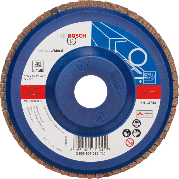 Пелюстковий шліфкруг Bosch X551 Expert for Metal 125×22.23 мм К40