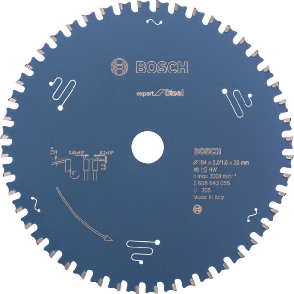Пиляльний диск Bosch Expert for Steel 184х2х20 мм, 48 зубців