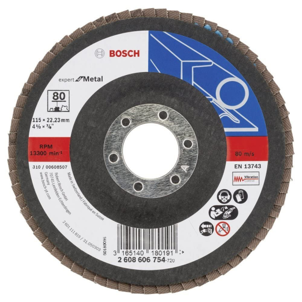 Пелюстковий шліфкруг Bosch X551 Expert for Metal 115×22.23 мм К80