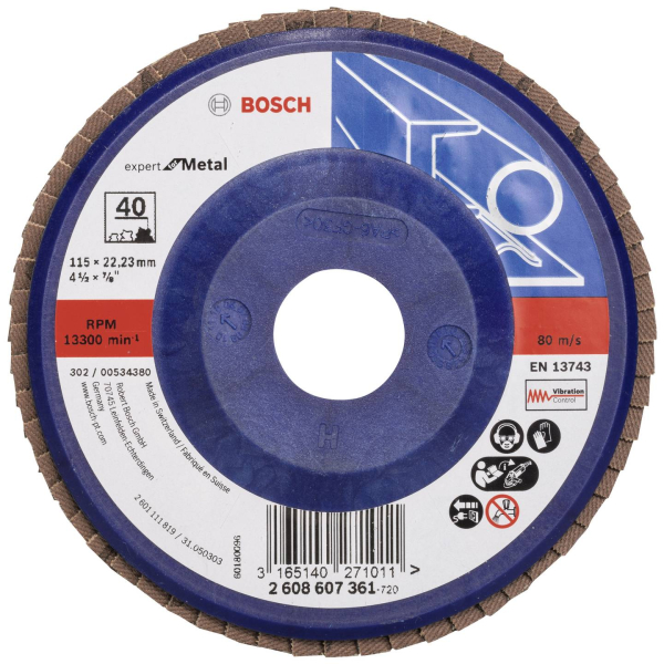 Лепестковый шлифкруг Bosch X551 Expert for Metal 115×22.23 мм К40