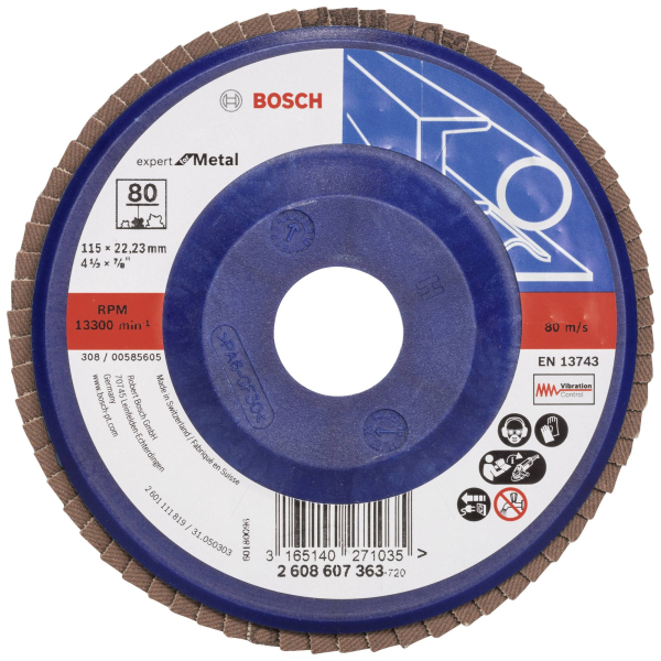 Лепестковый шлифкруг Bosch X551 Expert for Metal 115×22.23 мм К80