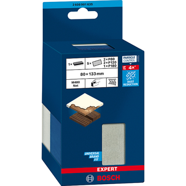 Губка шлифовальная Bosch Expert M480 1 шт + 5 сеток