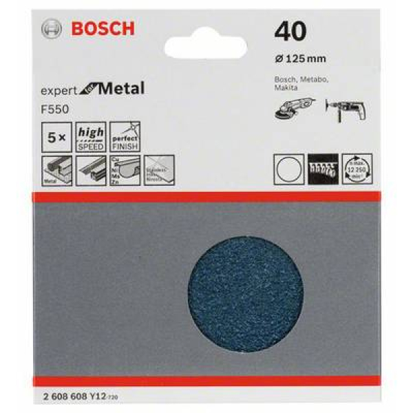 Шліфлист Bosch F550 Expert for Metal 125 мм K40 5 шт