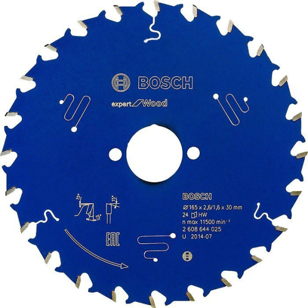 Пильный диск Bosch Expert for Wood 165×2,6×30, 24 ATB