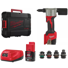 Аккумуляторный заклепочный пистолет Milwaukee M12 BPRT-201X, 1х2.0Аh, з/у C12 C, в динакейсе