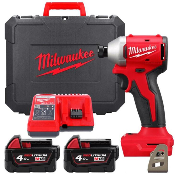 Аккумуляторный винтоверт Milwaukee BLIDRC-402C, 2xM18 B4 18V 4.0Ah, з/п M12-18 FC, в кейсі