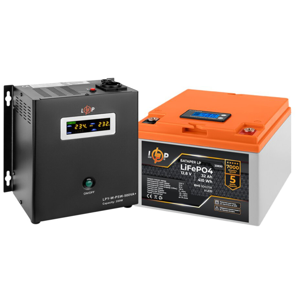 Комплект резервного живлення LP (LogicPower) ДБЖ + літієва (LiFePO4) батарея (UPS W500+ АКБ LiFePO4 410W)