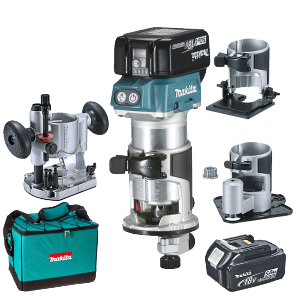 Акумуляторний фрезер Makita DRT50RTEX3, 2x5.0Ah, з/п, сумка