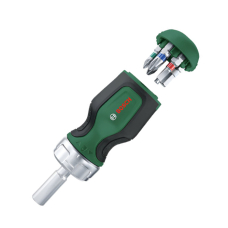 Короткая отвертка Bosch с храповиком и 6-ю битами