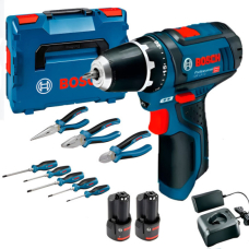 Акумуляторний шуруповерт Bosch GSR 12V-15, 2xGBA 12V 2.0Ah, з/п GAL 12V-20 та набір інструментів, кейс